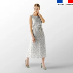 Toile de jouy paysannes grège - Fond blanc