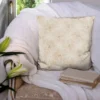Toile polycoton grande largeur beige motif fleur diva blanche