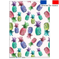 Torchon écru imprimé ananas multicolores - Création Cat&Colours