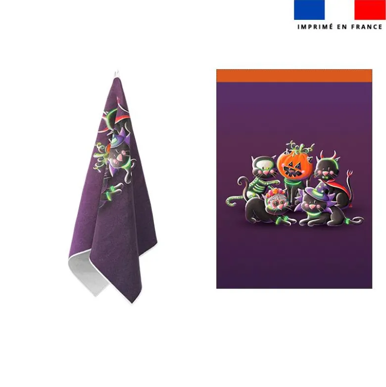 Torchon imprimé Bal masqué Halloween - Création Stillistic