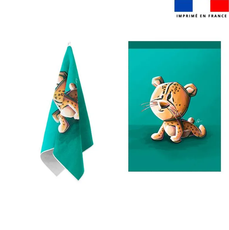 Torchon imprimé bébé guépard - Création Stillistic