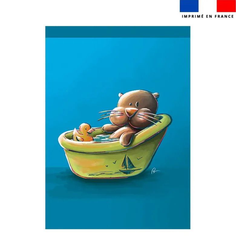 Torchon imprimé bébé loutre - Création Stillistic