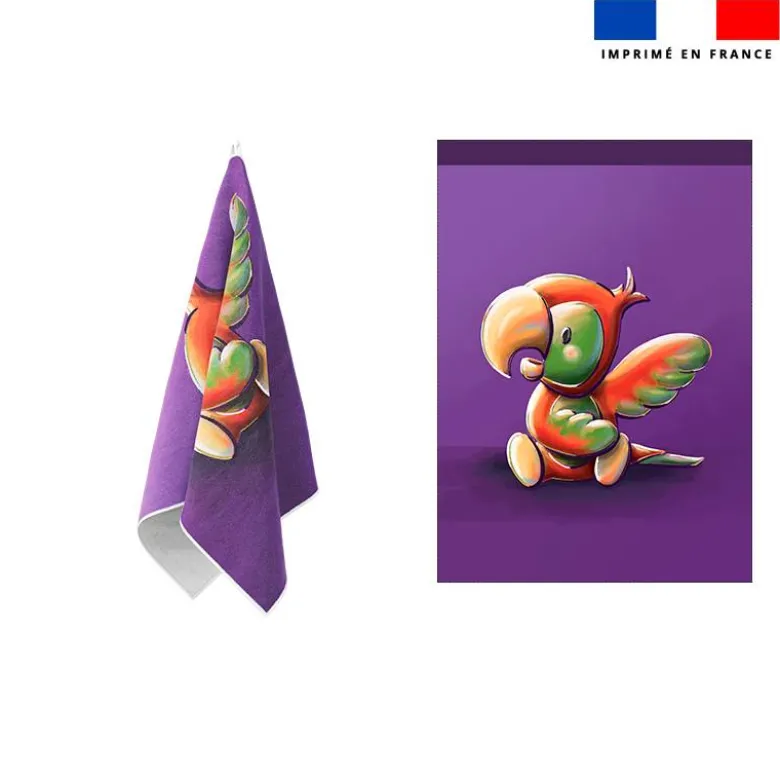 Torchon imprimé bébé perroquet - Création Stillistic