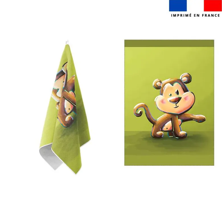 Torchon imprimé bébé singe - Création Stillistic