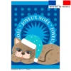 Torchon imprimé chat de noël gris - Création Lita Blanc