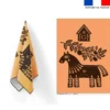 Torchon imprimé cheval et feuille ethnique