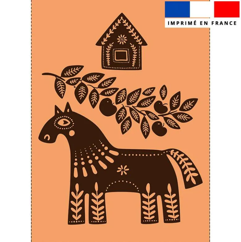 Torchon imprimé cheval et feuille ethnique