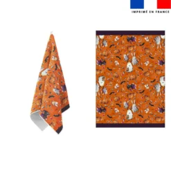 Torchon imprimé fantômes orange - Création Stillistic