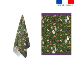 Torchon imprimé fantômes vert - Création Stillistic