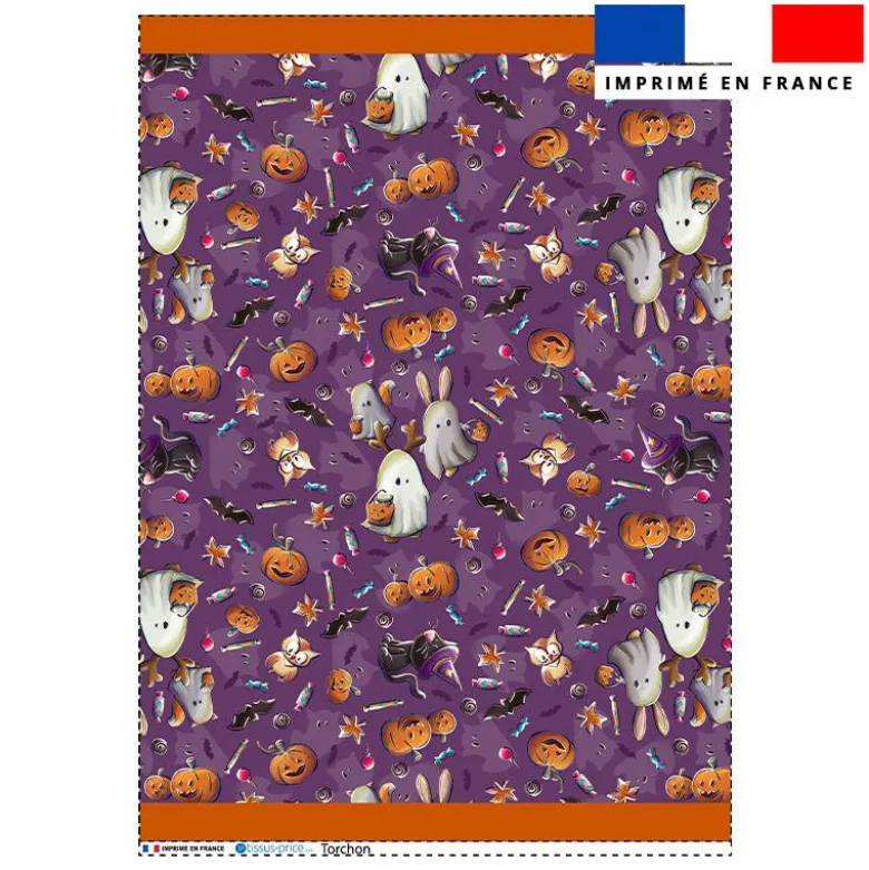 Torchon imprimé fantômes violet - Création Stillistic