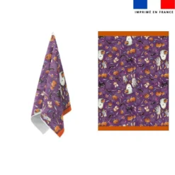 Torchon imprimé fantômes violet - Création Stillistic