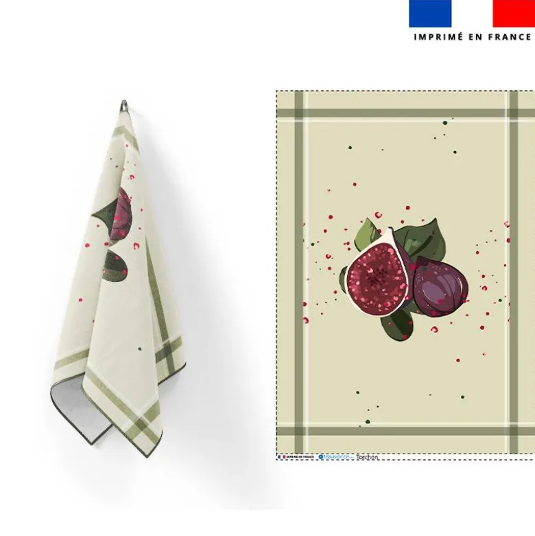 Torchon imprimé figue vert