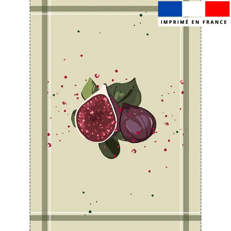 Torchon imprimé figue vert