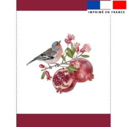 Torchon imprimé grenade et pinson