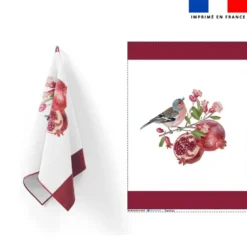 Torchon imprimé grenade et pinson