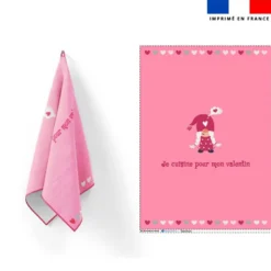Torchon imprimé Je cuisine pour mon valentin