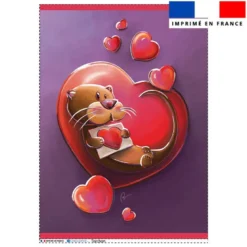 Torchon imprimé loutre et coeurs - Création Stillistic
