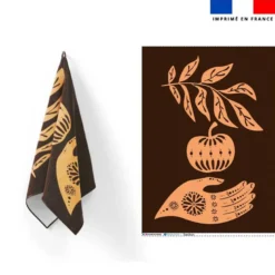 Torchon imprimé main et pomme ethnique