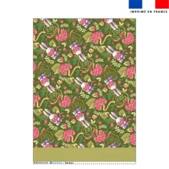 Torchon imprimé mini lapin printanier vert kaki - Création Stillistic