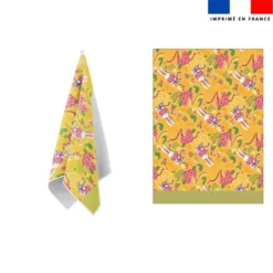 Torchon imprimé mini lapin printanier jaune - Création Stillistic