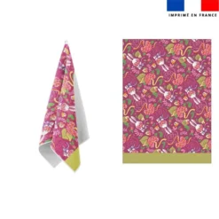 Torchon imprimé mini lapin printanier framboise - Création Stillistic