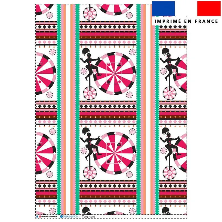 Torchon imprimé petite roue rose - Création Lili Bambou Design