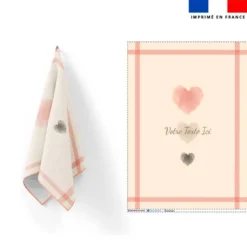 Torchon personnalisé - Trois petits coeurs aquarelle