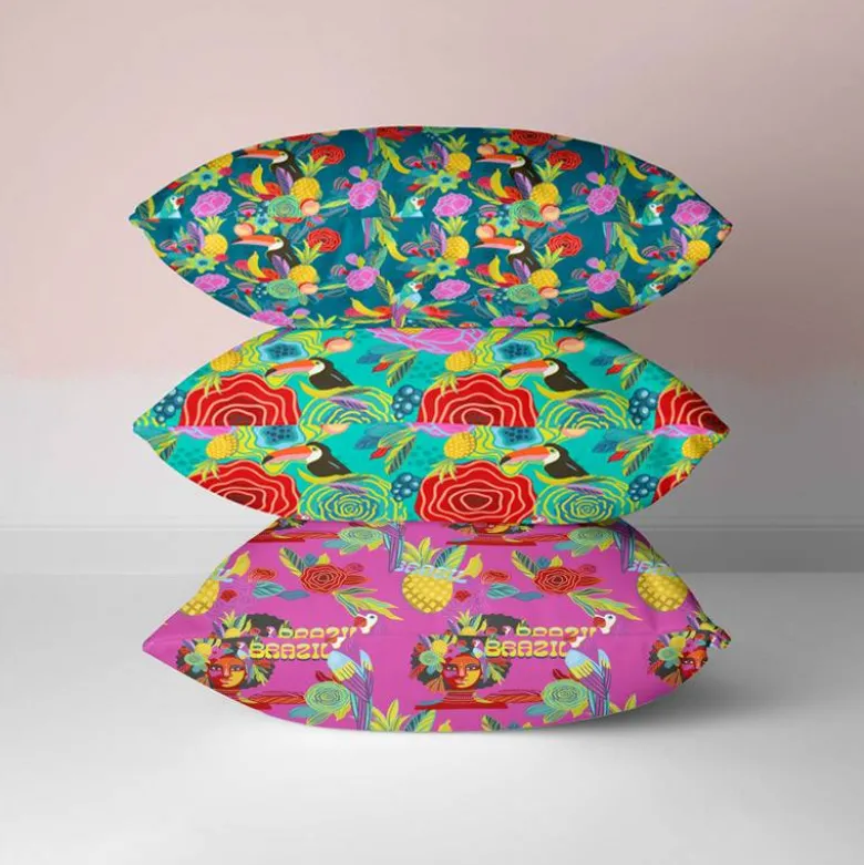 Toucan et fleur tropicale - Fond turquoise