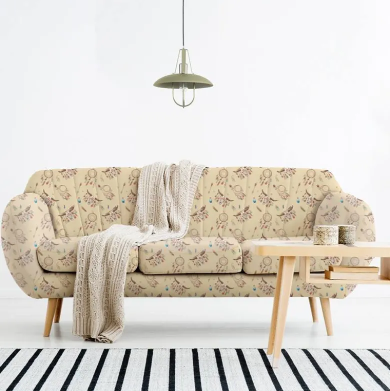 Velours beige motif boho indien