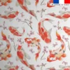 Velours blanc imprimé carpe japonaise aquarelle