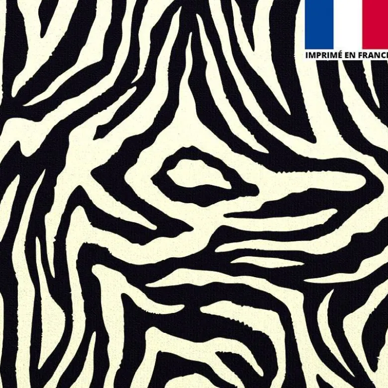 Velours blanc imprimé zèbre