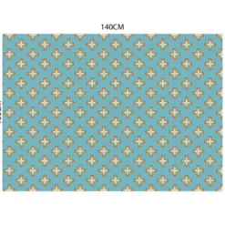 Velours bleu ciel imprimé fleur vintage seventies