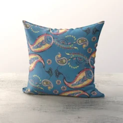 Velours bleu horizon imprimé cachemire