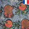 Velours bleu imprimé grenade et céramique