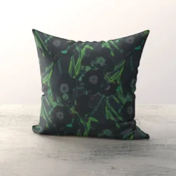 Velours bleu marine imprimé fleur noire