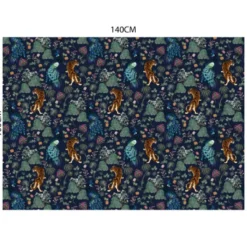 Velours bleu marine motif tiger asiatique