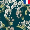 Velours bleu pétrole imprimé jasmin
