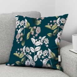 Velours bleu pétrole imprimé jasmin