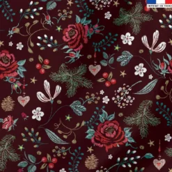 Velours bordeaux imprimé fleur d'hiver