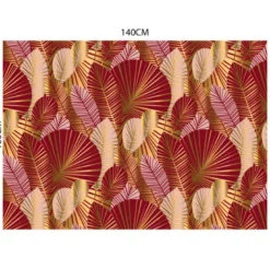 Velours bordeaux motif feuilles art déco roses et or