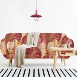 Velours bordeaux motif feuilles art déco roses et or
