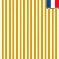 Velours écru motif à rayures jaunes