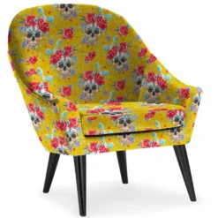 Velours imprimé calavera jaune