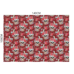 Velours imprimé calavera rouge