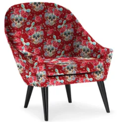 Velours imprimé calavera rouge