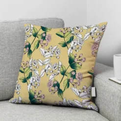 Velours jaune anis imprimé jasmin