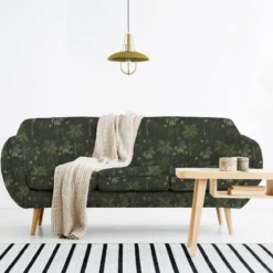 Velours léopard vert motif palmier