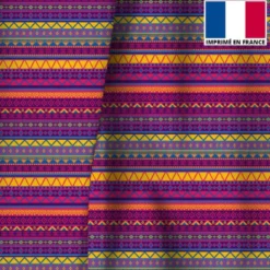 Velours multicolore motif ethnique mexicain
