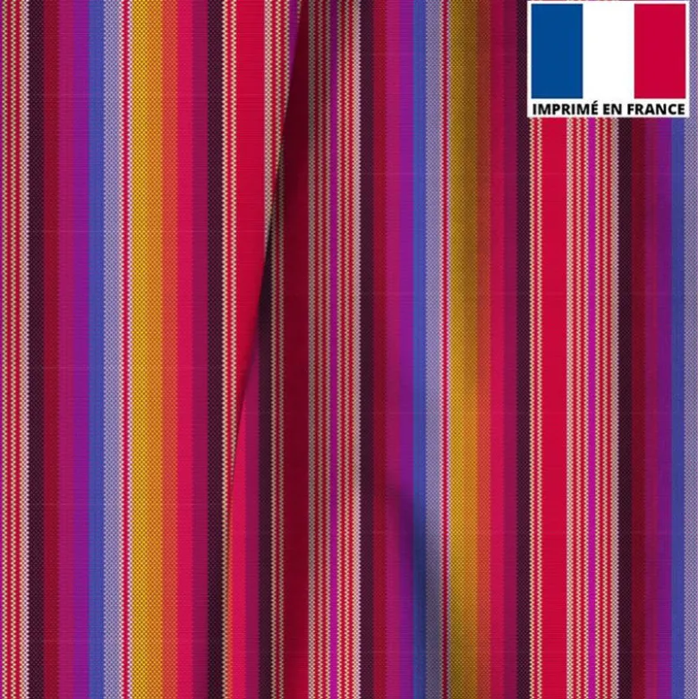 Velours multicolore motif mexicain rayé