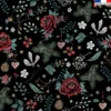Velours noir imprimé fleur d'hiver